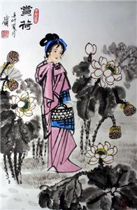 レトロな中国の応接間の装飾画古画山水画人物画壁画四大美女画4枚Q 中国四大美女|中国古代四大美女|古代四大美女的图片|古带四大